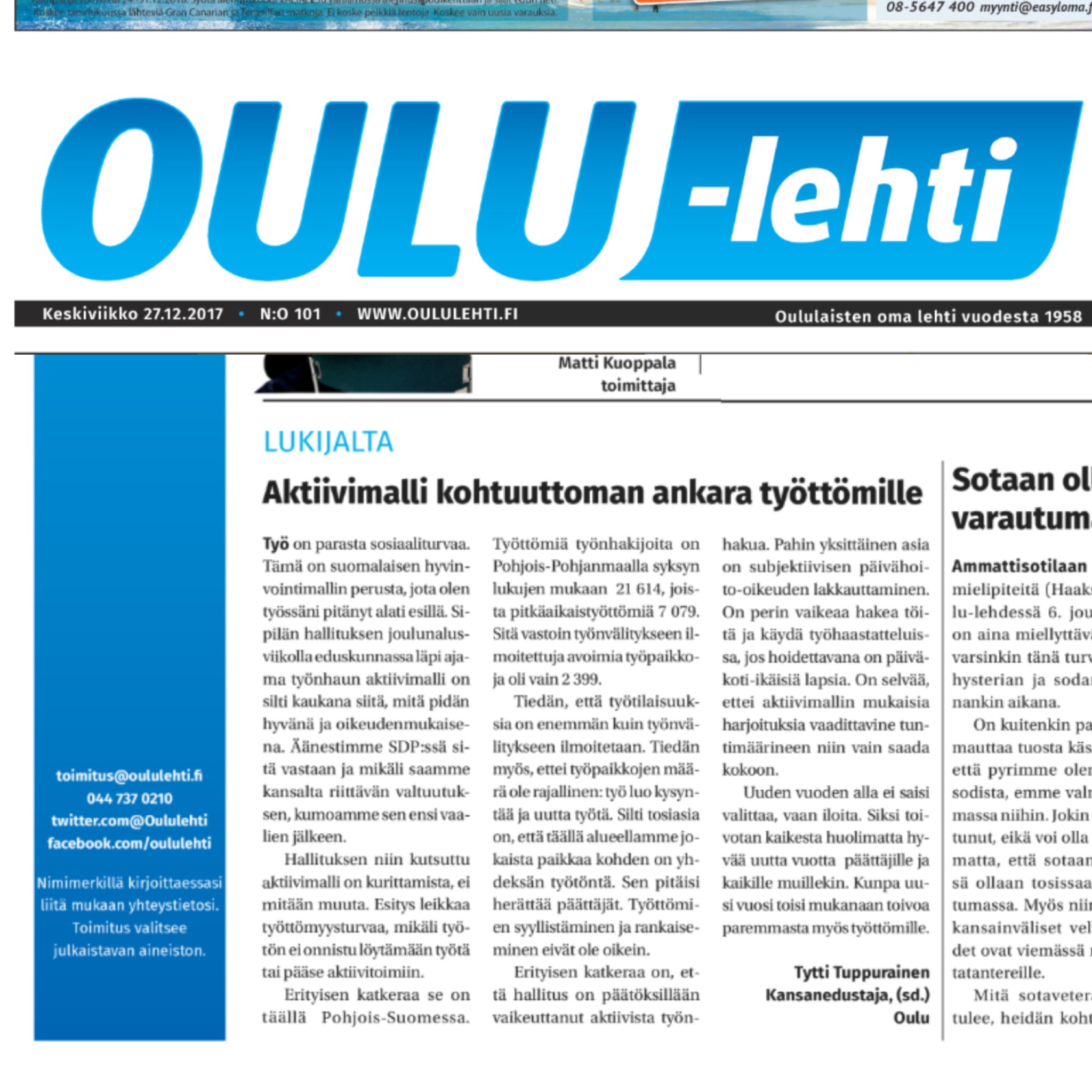 Aktiivimalli kohtuuton työttömille