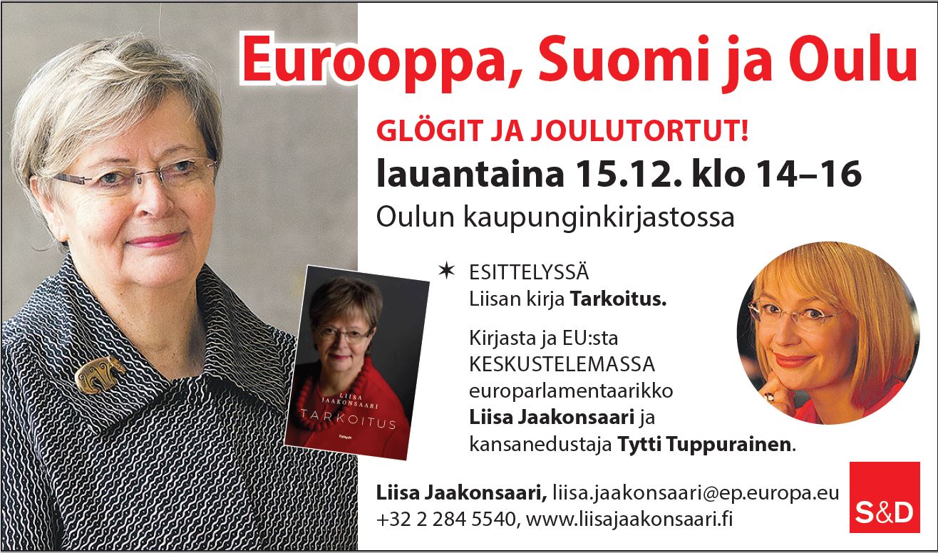 Lämpimästi tervetuloa glögitilaisuuteen lauantaina 15.12. klo 14-16