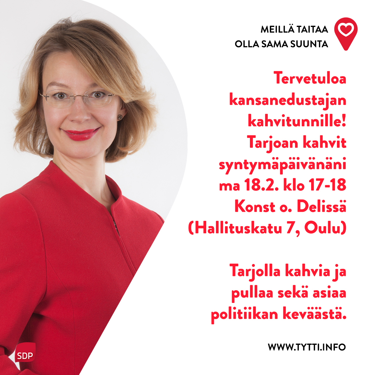 Kansanedustaja Tytti Tuppuraisen uutiskirje 14.2. – Tavataan ma 18.2. Kansanedustajan Kahvitunnilla