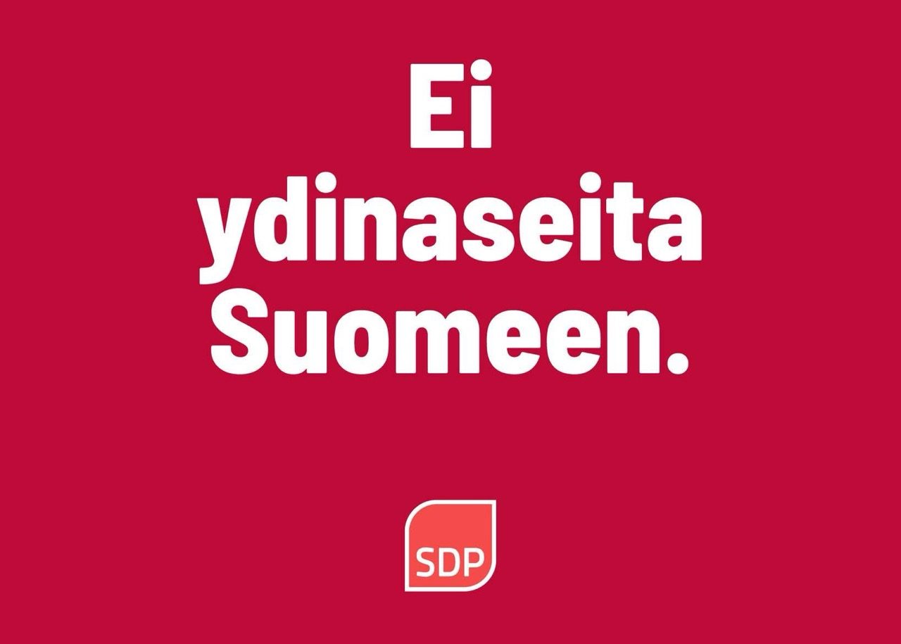 SDP:n johdon kannanotto: Ei ydinaseita Suomeen